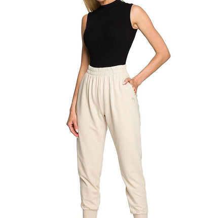Embroidered Cotton Sweatpants with Hem Slits and Accent Details - MimiStylez