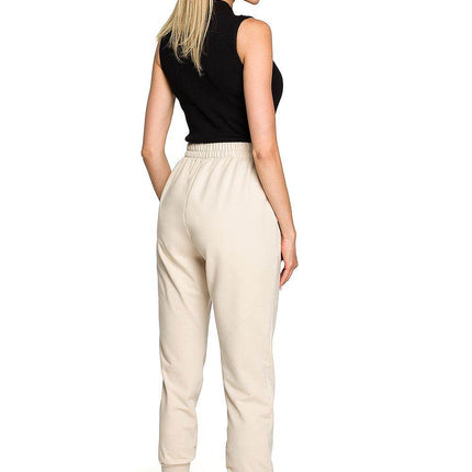 Embroidered Cotton Sweatpants with Hem Slits and Accent Details - MimiStylez