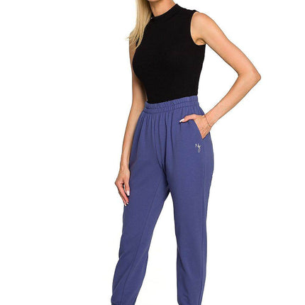 Embroidered Cotton Sweatpants with Hem Slits and Accent Details - MimiStylez