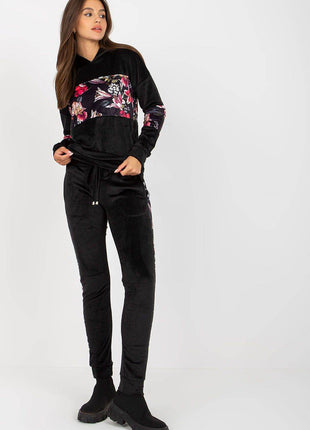 Two-Piece Velour Set with Floral Detail Co-Ord Set - MimiStylez