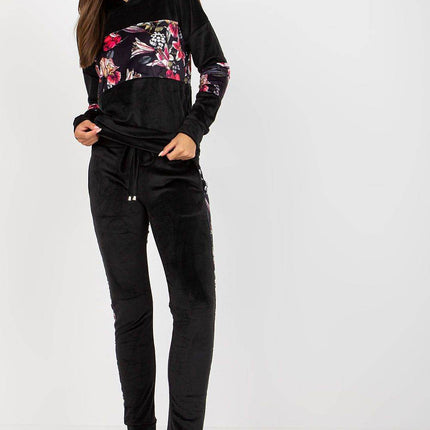 Two-Piece Velour Set with Floral Detail Co-Ord Set - MimiStylez