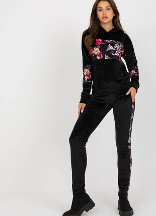 Two-Piece Velour Set with Floral Detail Co-Ord Set - MimiStylez