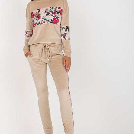Two-Piece Velour Set with Floral Detail Co-Ord Set - MimiStylez