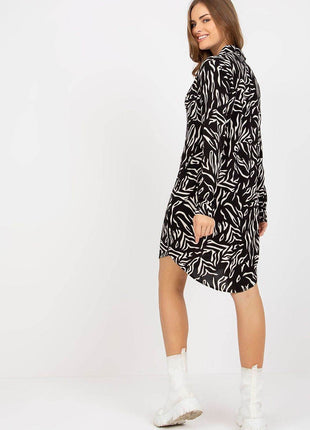 Button-Front Shirt Dress with Long Sleeves - MimiStylez