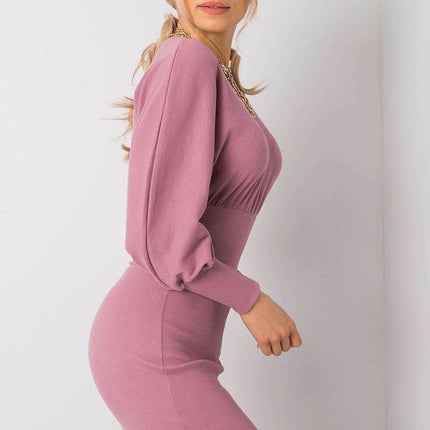 Elegant Fitted Cotton Dress with Long Sleeves - MimiStylez