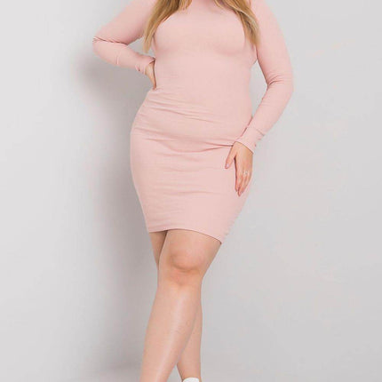 Fitted Turtleneck Cotton Dress with Long Sleeves - MimiStylez