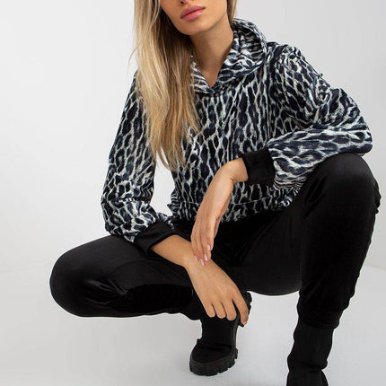 Hooded Velour Set with Animal Print and Kangaroo Pocket Co-Ord Set - MimiStylez
