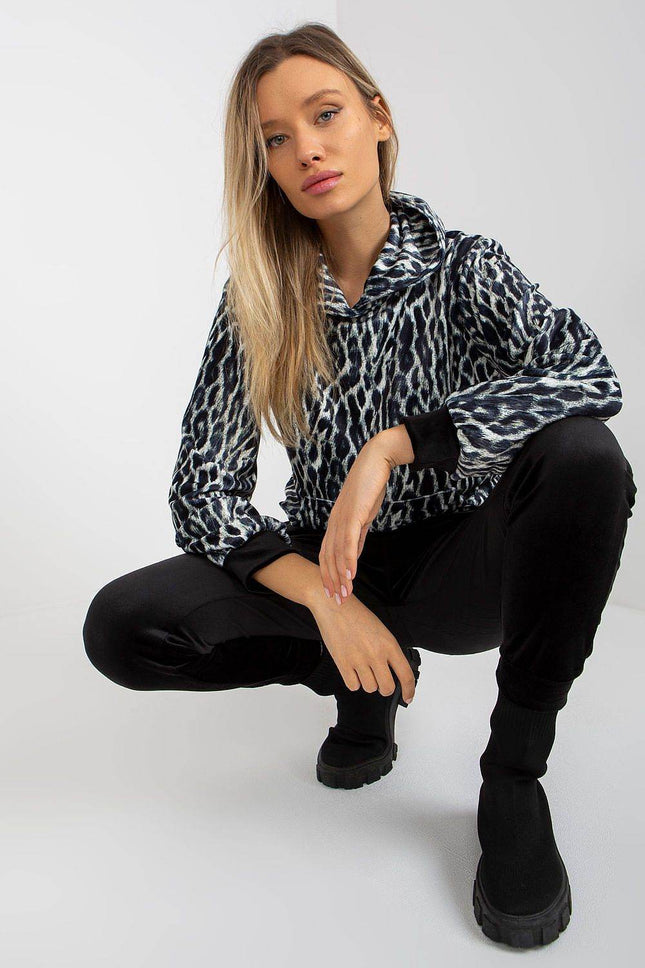 Hooded Velour Set with Animal Print and Kangaroo Pocket Co-Ord Set - MimiStylez