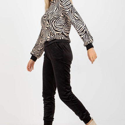 Hooded Velour Set with Animal Print and Kangaroo Pocket Co-Ord Set - MimiStylez