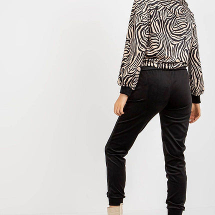 Hooded Velour Set with Animal Print and Kangaroo Pocket Co-Ord Set - MimiStylez