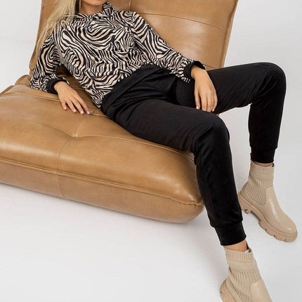 Hooded Velour Set with Animal Print and Kangaroo Pocket Co-Ord Set - MimiStylez