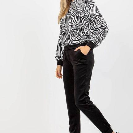 Hooded Velour Set with Animal Print and Kangaroo Pocket Co-Ord Set - MimiStylez