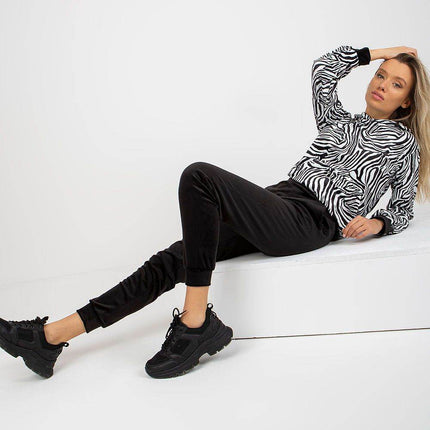 Hooded Velour Set with Animal Print and Kangaroo Pocket Co-Ord Set - MimiStylez