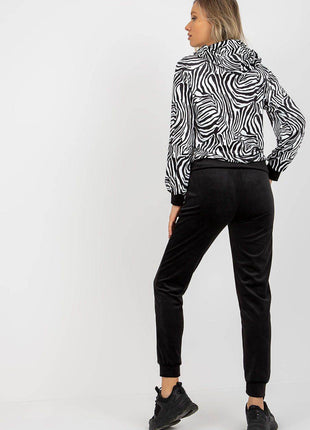 Hooded Velour Set with Animal Print and Kangaroo Pocket Co-Ord Set - MimiStylez