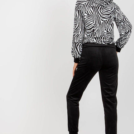 Hooded Velour Set with Animal Print and Kangaroo Pocket Co-Ord Set - MimiStylez