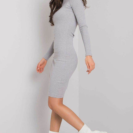 Classic Pencil Cotton Dress with Long Sleeves and Round Neckline - MimiStylez