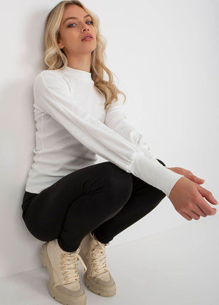 Ribbed Long Sleeve Blouse with Wide Cuffs - MimiStylez