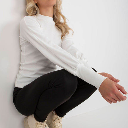 Ribbed Long Sleeve Blouse with Wide Cuffs - MimiStylez