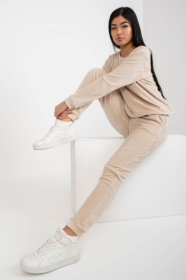Women’s Velour Two-Piece Set with Long Sleeve Top Co-Ord Set - MimiStylez