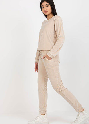 Women’s Velour Two-Piece Set with Long Sleeve Top Co-Ord Set - MimiStylez