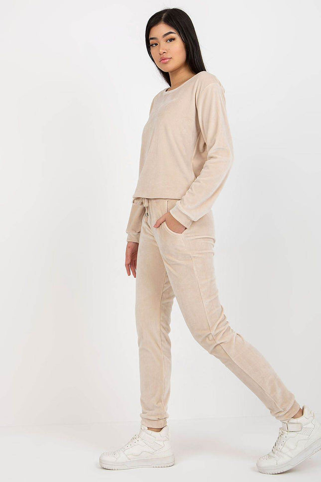 Women’s Velour Two-Piece Set with Long Sleeve Top Co-Ord Set - MimiStylez