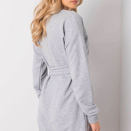 Belted Tracksuit Cotton Mini Dress with Long Sleeves - MimiStylez