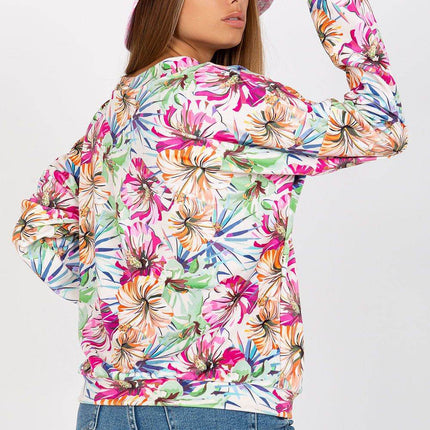 Colorful Floral Velour Sweatshirt with Heart Neckline - MimiStylez
