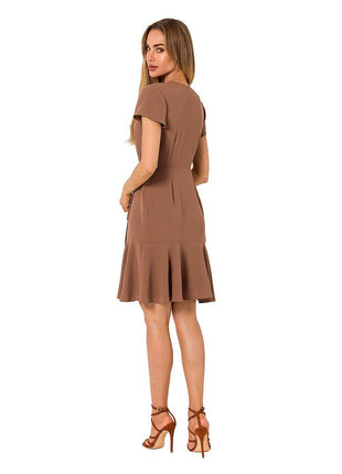 Airy Overlap Dress with Side Tie, Ruffle & Short Sleeves - MimiStylez