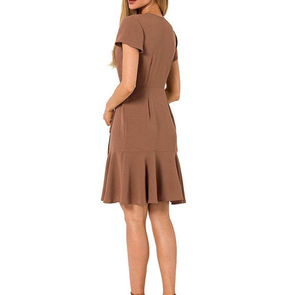 Airy Overlap Dress with Side Tie, Ruffle & Short Sleeves - MimiStylez