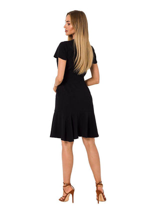 Airy Overlap Dress with Side Tie, Ruffle & Short Sleeves - MimiStylez