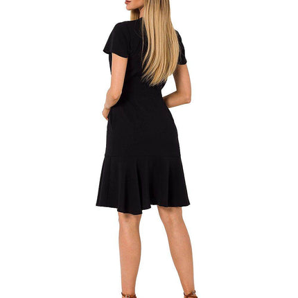 Airy Overlap Dress with Side Tie, Ruffle & Short Sleeves - MimiStylez