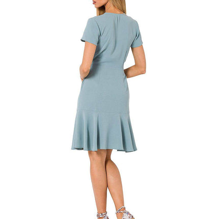Airy Overlap Dress with Side Tie, Ruffle & Short Sleeves - MimiStylez