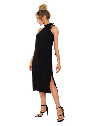 Crepe Dress with Halter Neckline & Open Back - MimiStylez