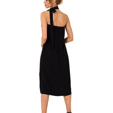 Crepe Dress with Halter Neckline & Open Back - MimiStylez