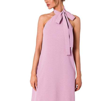 Crepe Dress with Halter Neckline & Open Back - MimiStylez