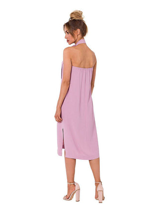 Crepe Dress with Halter Neckline & Open Back - MimiStylez