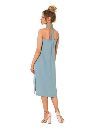 Crepe Dress with Halter Neckline & Open Back - MimiStylez