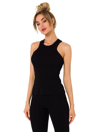 Ribbed Cotton Top with Deep Front & Back Cutouts - MimiStylez