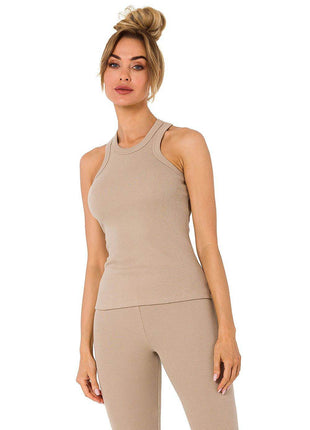 Ribbed Cotton Top with Deep Front & Back Cutouts - MimiStylez