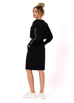 Knit Ctton Sweatshirt Skirt with Front Pockets and Elastic Waistband - MimiStylez