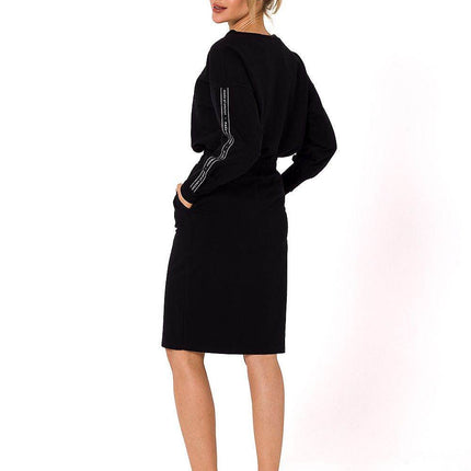 Knit Ctton Sweatshirt Skirt with Front Pockets and Elastic Waistband - MimiStylez