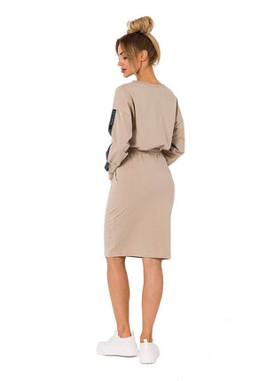 Knit Ctton Sweatshirt Skirt with Front Pockets and Elastic Waistband - MimiStylez