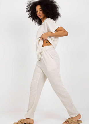 Lightweight Co-Ord Summer Set with Blouse and Tie-Waist Pants - MimiStylez