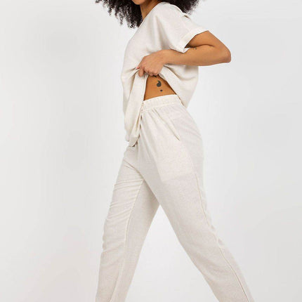 Lightweight Co-Ord Summer Set with Blouse and Tie-Waist Pants - MimiStylez