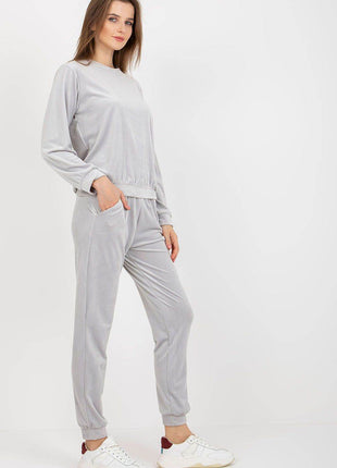 Ladies Cotton Set – Long-Sleeve Pullover Blouse & Elastic Waist Pants with Pockets - MimiStylez