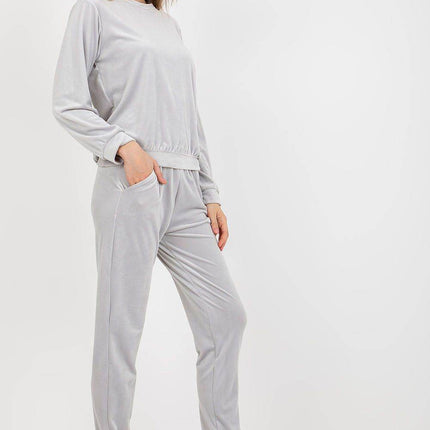 Ladies Cotton Set – Long-Sleeve Pullover Blouse & Elastic Waist Pants with Pockets - MimiStylez