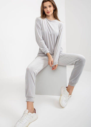 Ladies Cotton Set – Long-Sleeve Pullover Blouse & Elastic Waist Pants with Pockets - MimiStylez