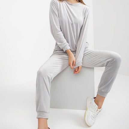 Ladies Cotton Set – Long-Sleeve Pullover Blouse & Elastic Waist Pants with Pockets - MimiStylez