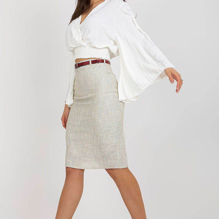 Pleated Sleeve Blouse with Envelope Neckline & Elastic Hem - MimiStylez