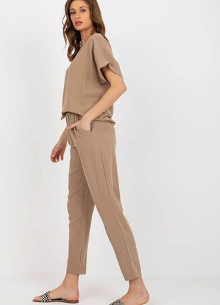 Lightweight Co-Ord Summer Set with Blouse and Tie-Waist Pants - MimiStylez